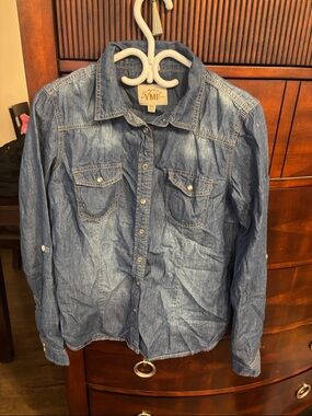 YMI Washed Blue Denim Button-Up Shirt